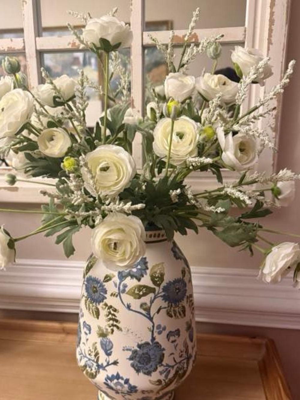 Tall Floral Painted Ceramic Vase Blue & Green - Threshold - Picture 6 of 7
